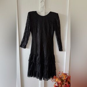 Vintage Datiani Drop-waist Black Lace Dress